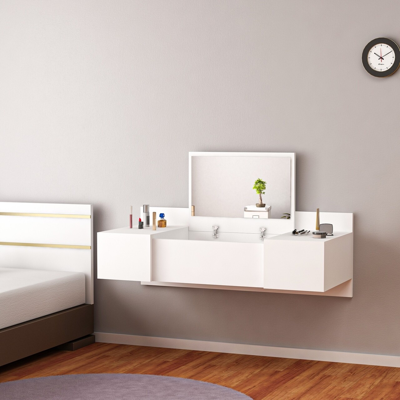 Masa de toaleta / machiaj cu oglinda Zakkum, Arnetti - imagine 5